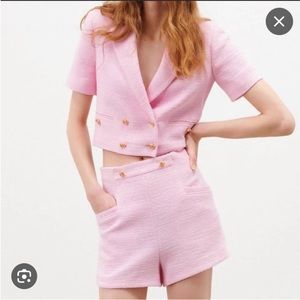 Zara Pink Blazer and Shorts Set